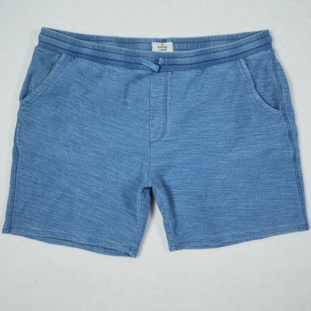 Marine Layer Mens XL Blue Cotton Drawstring Lounge Shorts 6.5" Inseam
